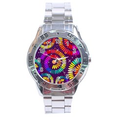 Abstract Background Spiral Colorful Stainless Steel Analogue Watch