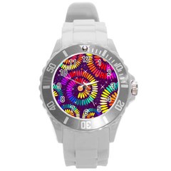 Abstract Background Spiral Colorful Round Plastic Sport Watch (l)