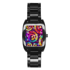 Abstract Background Spiral Colorful Stainless Steel Barrel Watch