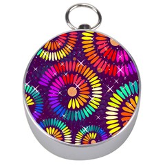 Abstract Background Spiral Colorful Silver Compasses