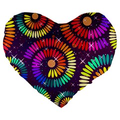 Abstract Background Spiral Colorful Large 19  Premium Flano Heart Shape Cushions