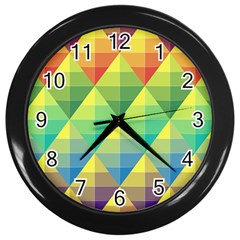 Background Colorful Geometric Triangle Wall Clock (black)