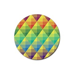 Background Colorful Geometric Triangle Rubber Round Coaster (4 Pack)  by HermanTelo