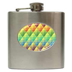 Background Colorful Geometric Triangle Hip Flask (6 Oz)