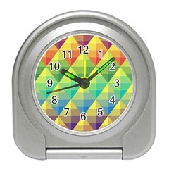 Background Colorful Geometric Triangle Travel Alarm Clock by HermanTelo