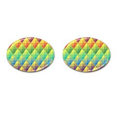 Background Colorful Geometric Triangle Cufflinks (oval)