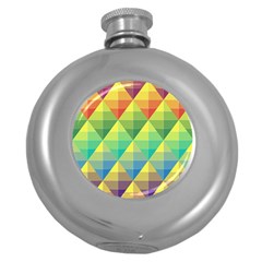 Background Colorful Geometric Triangle Round Hip Flask (5 Oz)