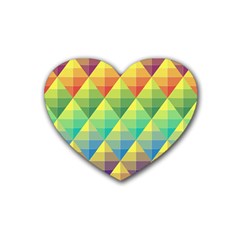 Background Colorful Geometric Triangle Rubber Coaster (heart) 