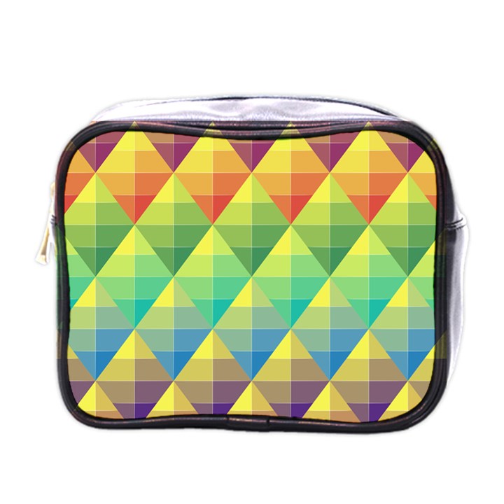 Background Colorful Geometric Triangle Mini Toiletries Bag (One Side)