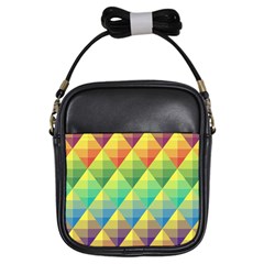 Background Colorful Geometric Triangle Girls Sling Bag by HermanTelo