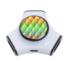 Background Colorful Geometric Triangle 3-port Usb Hub