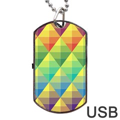 Background Colorful Geometric Triangle Dog Tag Usb Flash (one Side) by HermanTelo