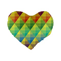 Background Colorful Geometric Triangle Standard 16  Premium Heart Shape Cushions