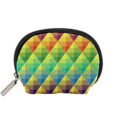 Background Colorful Geometric Triangle Accessory Pouch (small) by HermanTelo