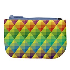 Background Colorful Geometric Triangle Large Coin Purse by HermanTelo