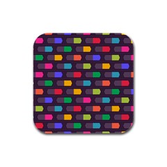 Background Colorful Geometric Rubber Square Coaster (4 pack) 