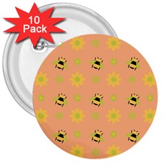 Bee Bug Nature Wallpaper 3  Buttons (10 pack) 