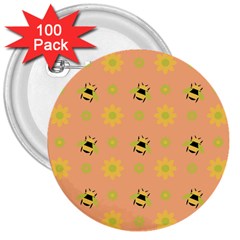 Bee Bug Nature Wallpaper 3  Buttons (100 pack) 