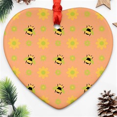 Bee Bug Nature Wallpaper Heart Ornament (two Sides) by HermanTelo