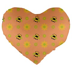 Bee Bug Nature Wallpaper Large 19  Premium Heart Shape Cushions