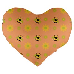 Bee Bug Nature Wallpaper Large 19  Premium Flano Heart Shape Cushions