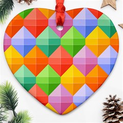 Background Colorful Geometric Triangle Rainbow Ornament (heart) by HermanTelo