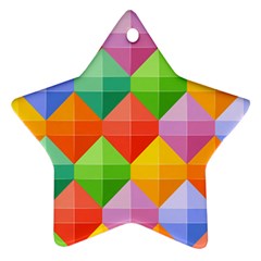 Background Colorful Geometric Triangle Rainbow Ornament (star) by HermanTelo