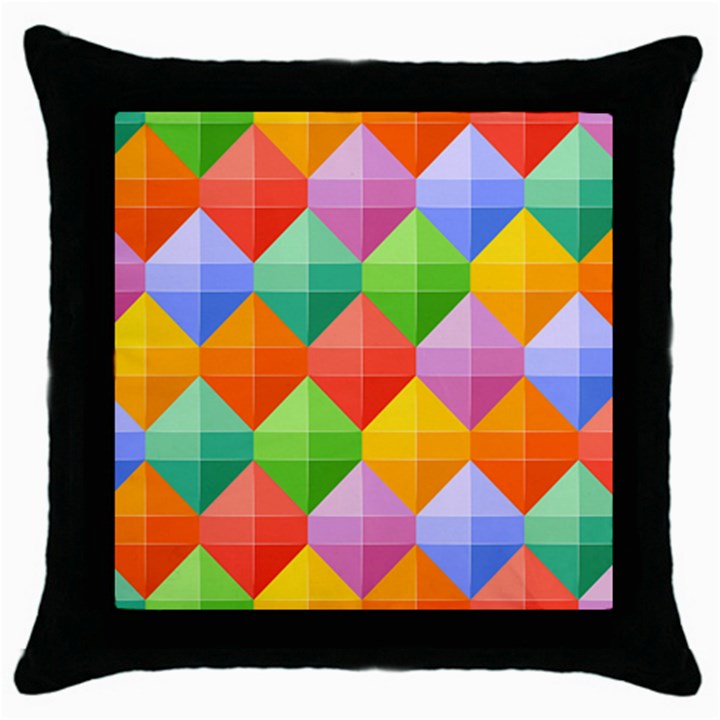 Background Colorful Geometric Triangle Rainbow Throw Pillow Case (Black)