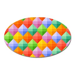 Background Colorful Geometric Triangle Rainbow Oval Magnet by HermanTelo