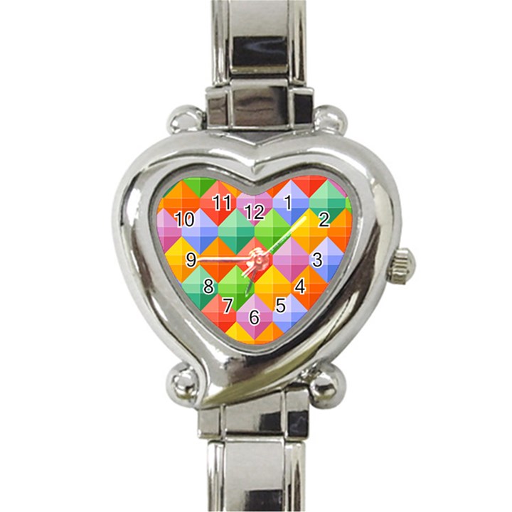 Background Colorful Geometric Triangle Rainbow Heart Italian Charm Watch