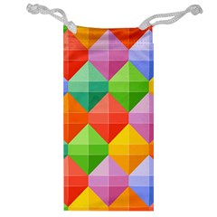 Background Colorful Geometric Triangle Rainbow Jewelry Bag by HermanTelo