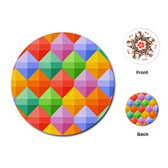 Background Colorful Geometric Triangle Rainbow Playing Cards (round)