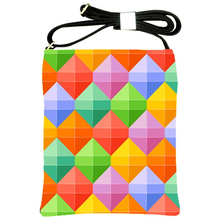 Background Colorful Geometric Triangle Rainbow Shoulder Sling Bag