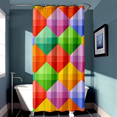 Background Colorful Geometric Triangle Rainbow Shower Curtain 36  X 72  (stall) 