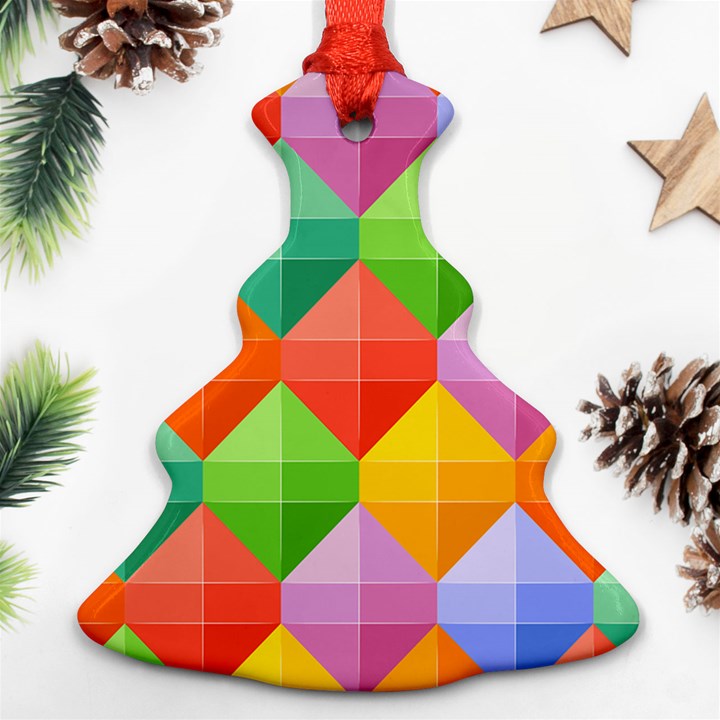 Background Colorful Geometric Triangle Rainbow Ornament (Christmas Tree) 