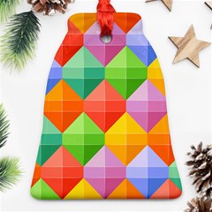 Background Colorful Geometric Triangle Rainbow Ornament (bell) by HermanTelo