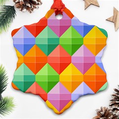 Background Colorful Geometric Triangle Rainbow Snowflake Ornament (two Sides) by HermanTelo