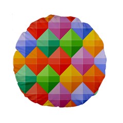 Background Colorful Geometric Triangle Rainbow Standard 15  Premium Round Cushions