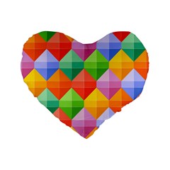 Background Colorful Geometric Triangle Rainbow Standard 16  Premium Heart Shape Cushions