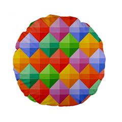 Background Colorful Geometric Triangle Rainbow Standard 15  Premium Flano Round Cushions