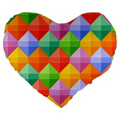 Background Colorful Geometric Triangle Rainbow Large 19  Premium Flano Heart Shape Cushions