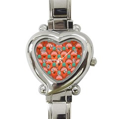 Background Floral Pattern Red Heart Italian Charm Watch by HermanTelo