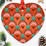 Background Floral Pattern Red Heart Ornament (Two Sides) Front