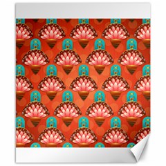 Background Floral Pattern Red Canvas 8  X 10  by HermanTelo