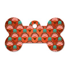 Background Floral Pattern Red Dog Tag Bone (one Side)