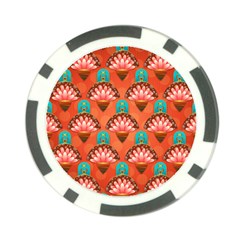 Background Floral Pattern Red Poker Chip Card Guard