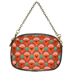 Background Floral Pattern Red Chain Purse (two Sides)