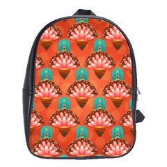 Background Floral Pattern Red School Bag (large)