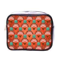 Background Floral Pattern Red Mini Toiletries Bag (one Side)