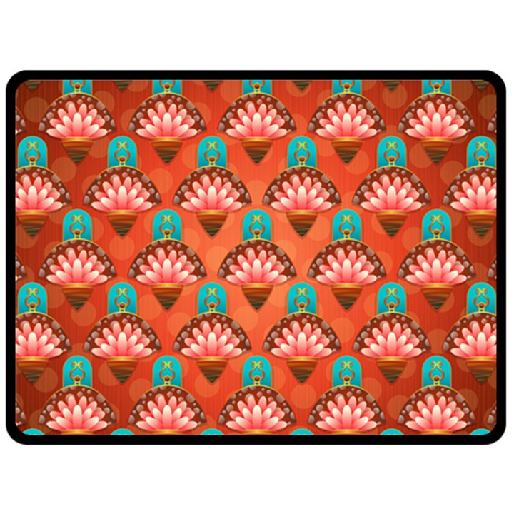 Background Floral Pattern Red Fleece Blanket (Large) 